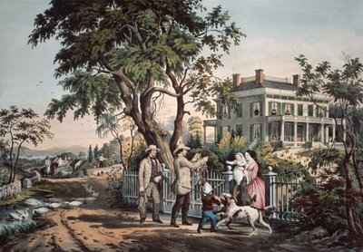 Vida campestre americana - Tarde de octubre, 1855 de N. and Ives, J.M. Currier
